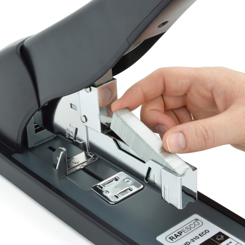 Rapesco 1551 ECO Extra Heavy-Duty Stapler with 1000 Staples Type 923/15mm Heavy-Duty Staples (9/16"")  210 Sheets Capacity  Front Loading  HD-210  Uses Type 923 HD-Staples from 3/8"" to 15/16""  Black - Image 4